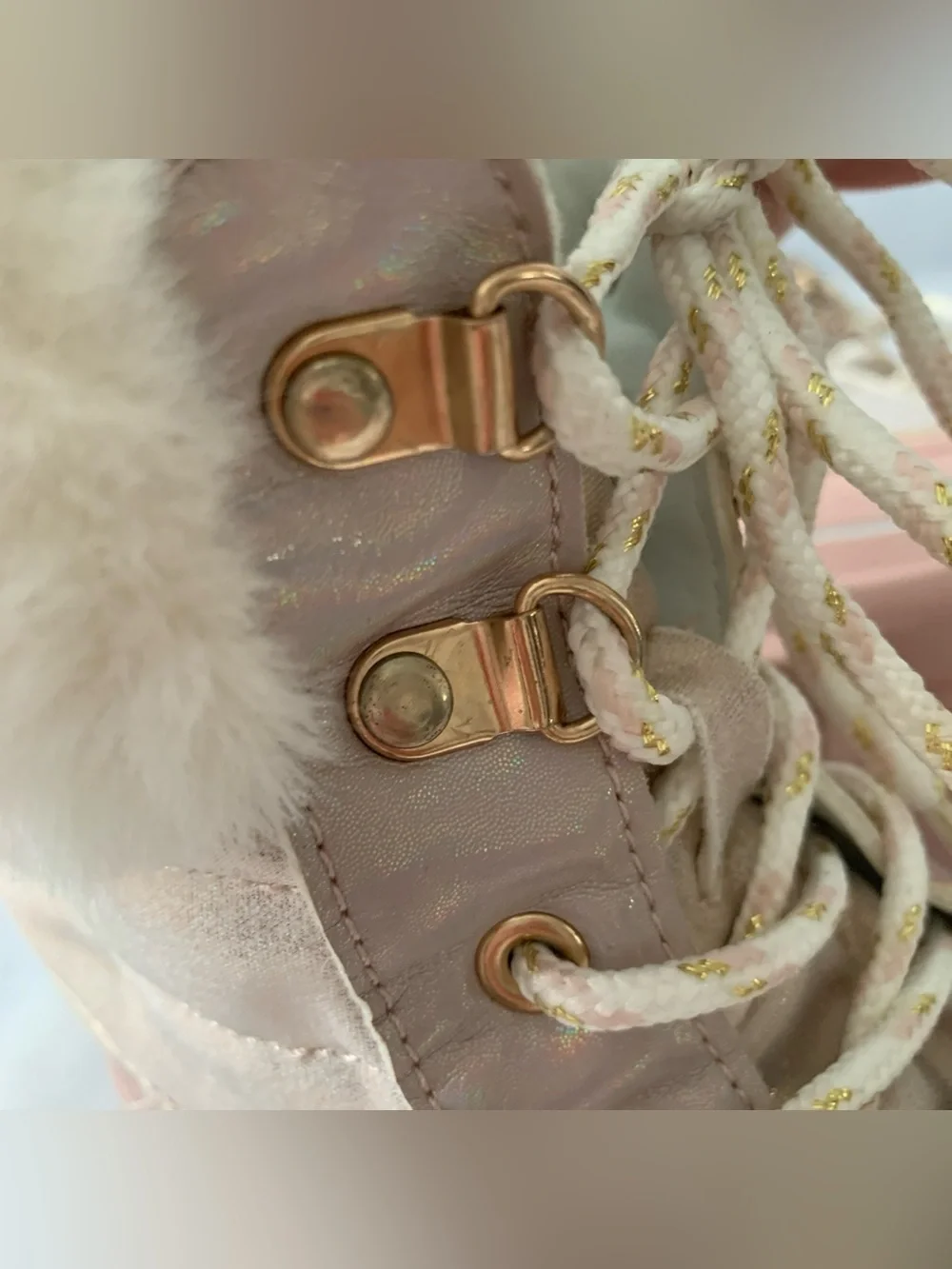 London Fog Boots Girls Size 3 Pink Faux Fur Lace Up Winter Snow Rain FNF21Y5 EUC